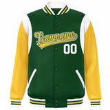 Custom Color Block Personalized Team Name Bomber Varsity Coat Full-Snap Baseball Jacket