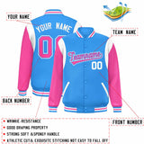 Custom Color Block Personalized Team Name Bomber Varsity Coat Full-Snap Baseball Jacket