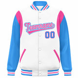 Custom Color Block Personalized Team Name Bomber Varsity Coat Full-Snap Baseball Jacket