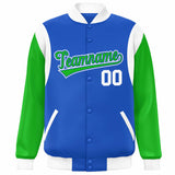 Custom Color Block Personalized Team Name Bomber Varsity Coat Full-Snap Baseball Jacket