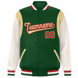 Custom Color Block Personalized Team Name Bomber Varsity Coat Full-Snap Baseball Jacket