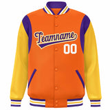 Custom Color Block Personalized Team Name Bomber Varsity Coat Full-Snap Baseball Jacket