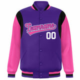 Custom Color Block Personalized Team Name Bomber Varsity Coat Full-Snap Baseball Jacket