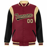 Custom Color Block Personalized Team Name Bomber Varsity Coat Full-Snap Baseball Jacket