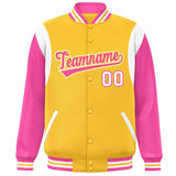 Custom Color Block Personalized Team Name Bomber Varsity Coat Full-Snap Baseball Jacket