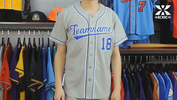X16 Gradient Blue Button Down Custom Dry Fit Baseball Jerseys
