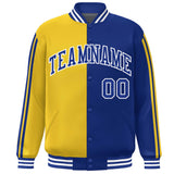 Custom Full-Snap Two Tone Letterman Bomber Jacket Stitched Name Number Logo Unisex