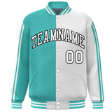 Custom Full-Snap Two Tone College Jacket Lightweight Stitched Letters Logo Size S-6XL