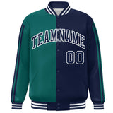 Custom Full-Snap Two Tone College Jacket Lightweight Stitched Letters Logo Size S-6XL