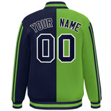 Custom Full-Snap Two Tone Letterman Bomber Jacket Stitched Name Number Logo Unisex