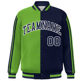 Custom Full-Snap Two Tone Letterman Bomber Jacket Stitched Name Number Logo Unisex