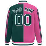 Custom Full-Snap Two Tone Letterman Bomber Jacket Stitched Name Number Logo Unisex