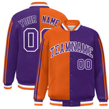 Custom Full-Snap Two Tone Letterman Bomber Jacket Stitched Name Number Logo Unisex