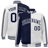 Custom Full-Snap Two Tone Letterman Bomber Jacket Stitched Name Number Logo Unisex