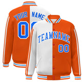 Custom Full-Snap Two Tone Letterman Bomber Jacket Stitched Name Number Logo Unisex