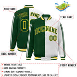 Custom Full-Snap Two Tone Letterman Bomber Jacket Stitched Name Number Logo Unisex