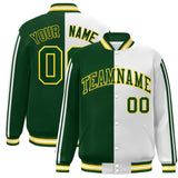 Custom Full-Snap Two Tone Letterman Bomber Jacket Stitched Name Number Logo Unisex