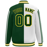 Custom Full-Snap Two Tone Letterman Bomber Jacket Stitched Name Number Logo Unisex