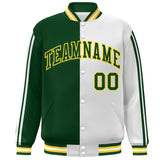 Custom Full-Snap Two Tone Letterman Bomber Jacket Stitched Name Number Logo Unisex