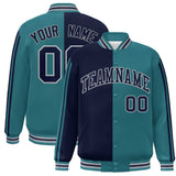 Custom Full-Snap Two Tone Letterman Bomber Jacket Stitched Name Number Logo Unisex