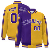 Custom Full-Snap Two Tone Lightweight College Jacket Stitched Text Logo Size S-6XL