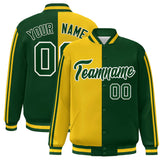 Custom Full-Snap Two Tone Letterman Bomber Jacket Stitched Text Logo for Adult