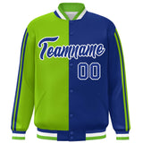 Custom Full-Snap Two Tone Letterman Bomber Jacket Stitched Text Logo for Adult