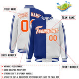 Custom Full-Snap Two Tone Letterman Bomber Jacket Stitched Text Logo for Adult