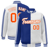 Custom Full-Snap Two Tone Letterman Bomber Jacket Stitched Text Logo for Adult