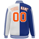 Custom Full-Snap Two Tone Letterman Bomber Jacket Stitched Text Logo for Adult