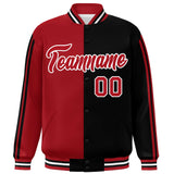 Custom Full-Snap Two Tone Letterman Bomber Jacket Stitched Text Logo for Adult