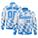 Custom Full-Zip Color Block Varsity Baseball Jacket Stitched Text Logo for Adult/Youth