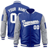 Custom Full-Zip Raglan Sleeves Letterman Bomber Coat Lightweight Stitched Letters Logo