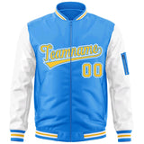 Custom Full-Zip Raglan Sleeves Letterman Bomber Coat Lightweight Stitched Letters Logo