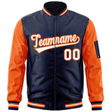 Custom Full-Zip Raglan Sleeves Letterman Bomber Coat Lightweight Stitched Letters Logo