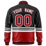 Custom Full-Zip Color Block College Jacket Stitched Text Logo Size S-6XL