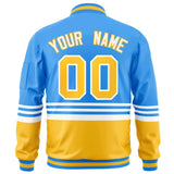 Custom Full-Zip Color Block College Jacket Stitched Text Logo Size S-6XL