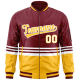 Custom Full-Zip Color Block Letterman Jacket Stitched Text Logo for Adult