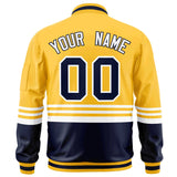 Custom Full-Zip Color Block Letterman Jacket Stitched Text Logo for Adult