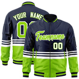 Custom Full-Zip Color Block Letterman Bomber Coat Stitched Letters Logo