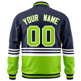 Custom Full-Zip Color Block Letterman Bomber Coat Stitched Letters Logo