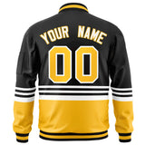 Custom Full-Zip Color Block Letterman Bomber Coat Stitched Letters Logo