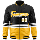 Custom Full-Zip Color Block Letterman Bomber Coat Stitched Letters Logo