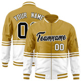 Custom Full-Zip Color Block Letterman Bomber Coat Stitched Letters Logo