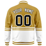 Custom Full-Zip Color Block Letterman Bomber Coat Stitched Letters Logo