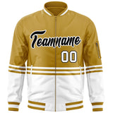 Custom Full-Zip Color Block Letterman Bomber Coat Stitched Letters Logo