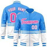 Custom Full-Zip Color Block Letterman Bomber Coat Stitched Letters Logo