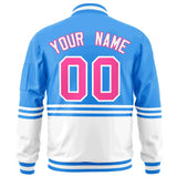 Custom Full-Zip Color Block Letterman Bomber Coat Stitched Letters Logo