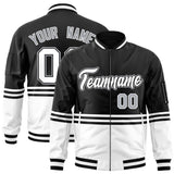 Custom Full-Zip Color Block Letterman Bomber Coat Stitched Letters Logo