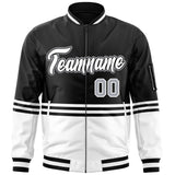 Custom Full-Zip Color Block Letterman Bomber Coat Stitched Letters Logo